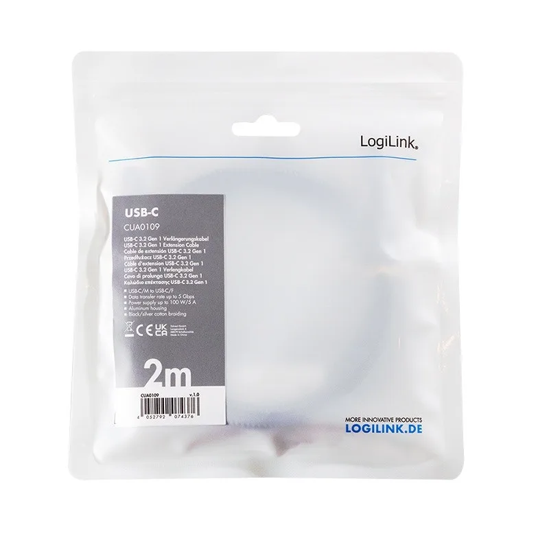 LogiLink USB 3.2 Gen1 Type-C to USB-C/F, PD, 2m - Image 4