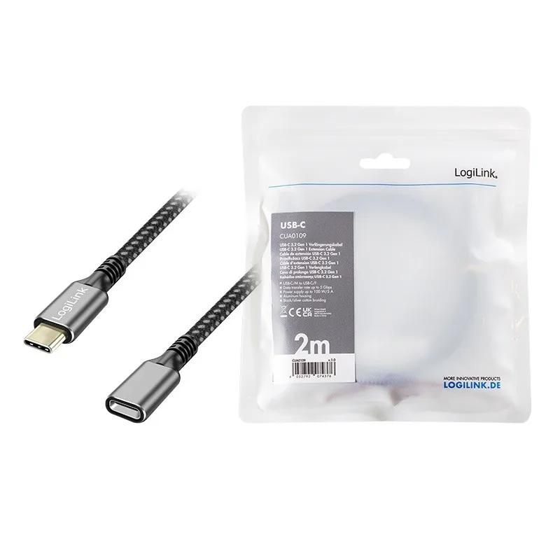LogiLink USB 3.2 Gen1 Type-C to USB-C/F, PD, 2m - Image 5