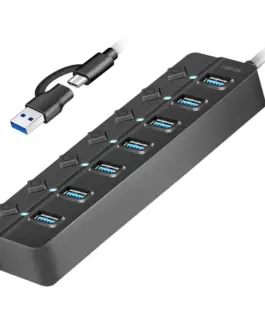 LogiLink USB3.2 Gen1 hub 7 port on/off switch черен
