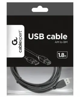 Gembird USB кабел 2.0 Type AB AM-BM 1.8m черен