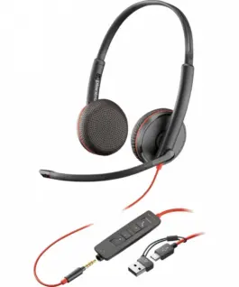 POLY Headset черенwire 3225 USB-C + USB-C/A (Bulk) 8X229A6