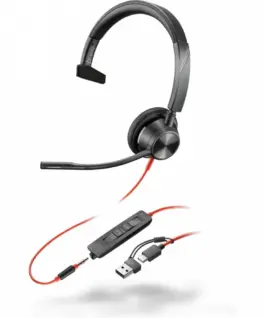 POLY Headset черенwire 3315 USB-C HS + 3.5mmP +USB-C/A 8X217AA