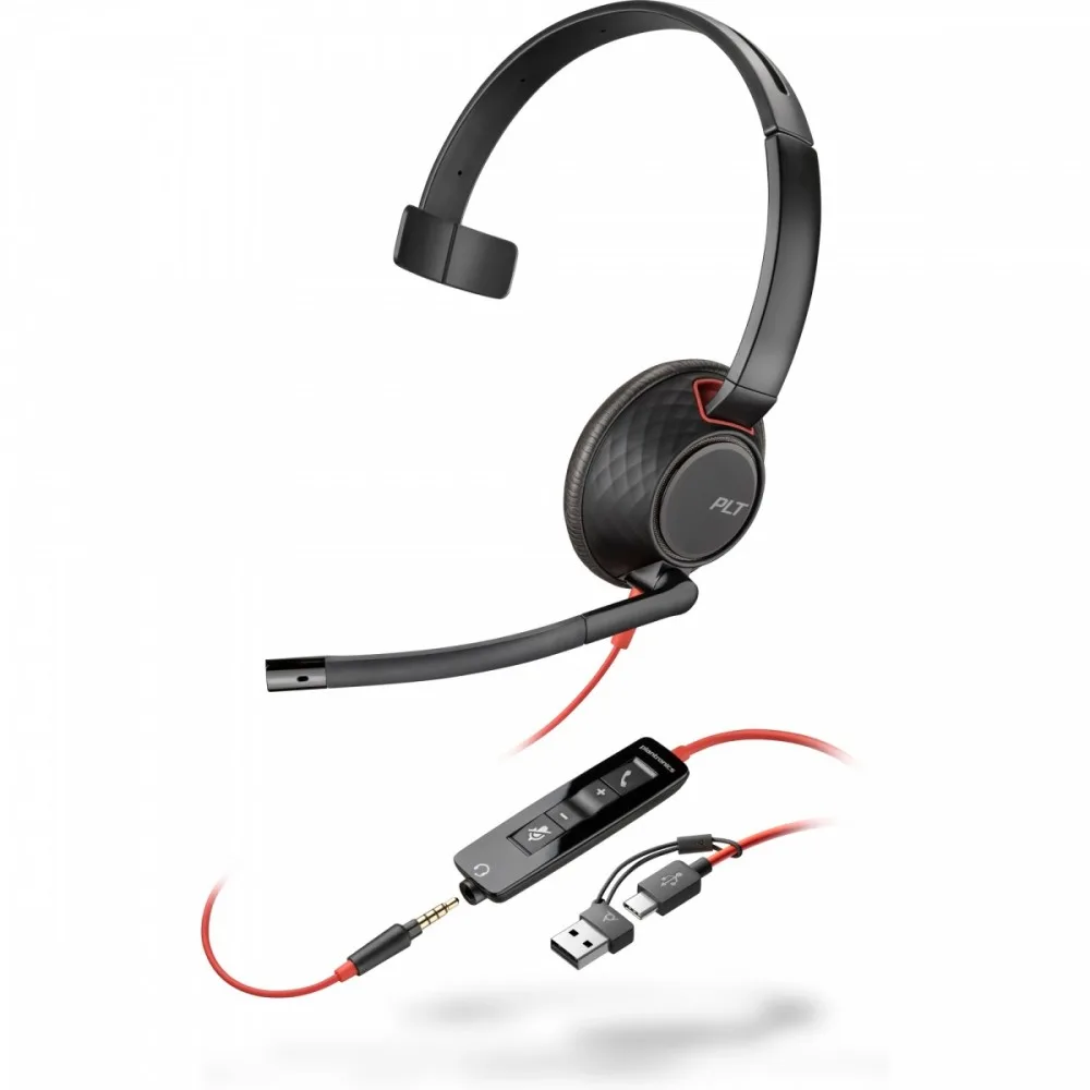 POLY Headset черенwire 5210 USB-C HS + USB-C/A (Bulk) 8X230A6