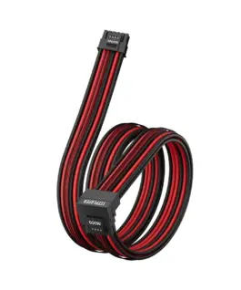 Alternative view of 1stPlayer модулен кабел Custom Sleeved Modding Cable Black/Red - PCIe 5.0 12VHPWR M/M - FM2-B-BR