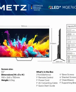 Alternative view of Телевизор METZ 50MQE7600Z, 50"(126 см), QLED+,Anti-Glare Google TV, 4K/UHD, 60Hz