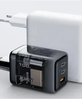 AUKEY Comet Mix 3 мрежово зарядно PA-C5 3xUSB (2xUSB-C i 1xUSB-A) 100W 5A QC5.0 PD3.0 AFC PPS FCP SCP - Image 3