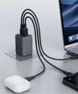 AUKEY Comet Mix 3 мрежово зарядно PA-C5 3xUSB (2xUSB-C i 1xUSB-A) 100W 5A QC5.0 PD3.0 AFC PPS FCP SCP - Image 4