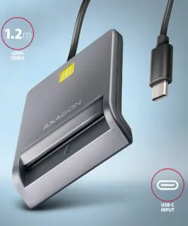 AXAGON CRE-SM3TC smart card reader USB-C 1.2m кабел