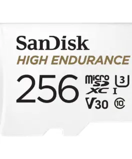 Карта памет SANDISK High Endurance microSDXC 256GB + SD Adapter - for dash cams & home monitoring up to 20000 Hours Full