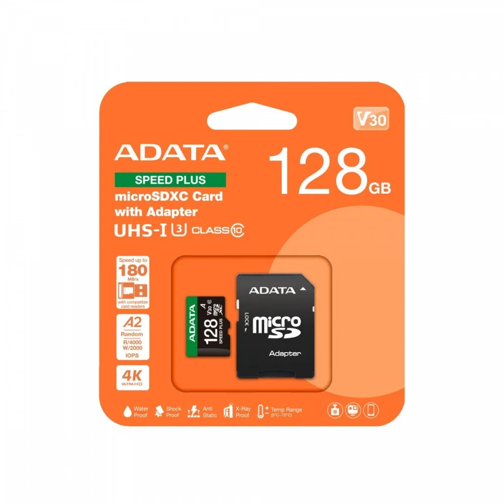 Adata памет card microSD Speed Plus card 128GB UHS1 U3 V30 A2 180/160 MB/s - Image 3