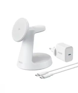 Anker MagGo Wireless зарядна станция (3-in-1 Dock Stand) бял