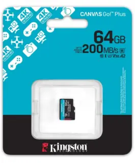 Kingston памет card microSD 64GB Canvas Go! Plus 200MB/s A2 U3 V30