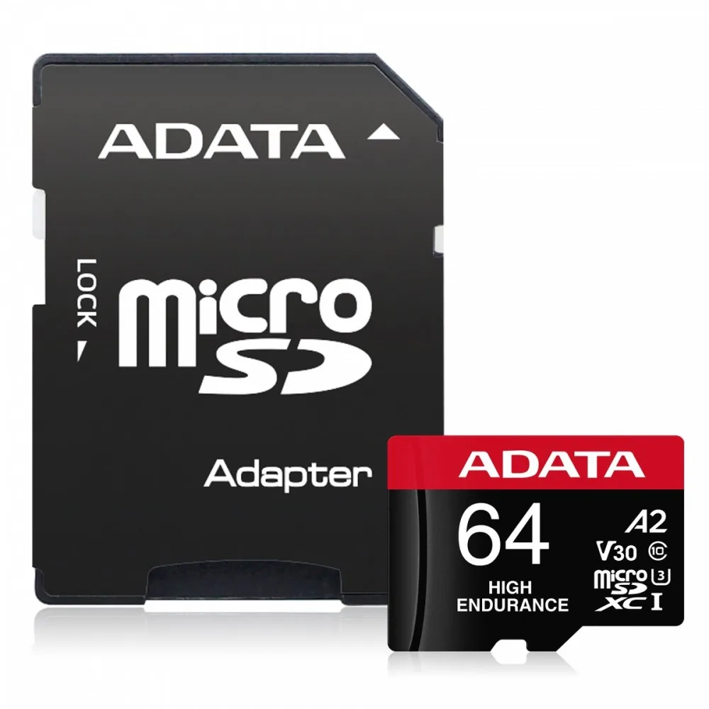 Adata памет card microSD card High Endurance 64GB UHS1 U3 V30 A2 100/80MB/s + адаптер