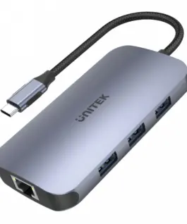 Unitek HUB USB-C 9in1 USB-C HDMI PD 100WSD; D1071