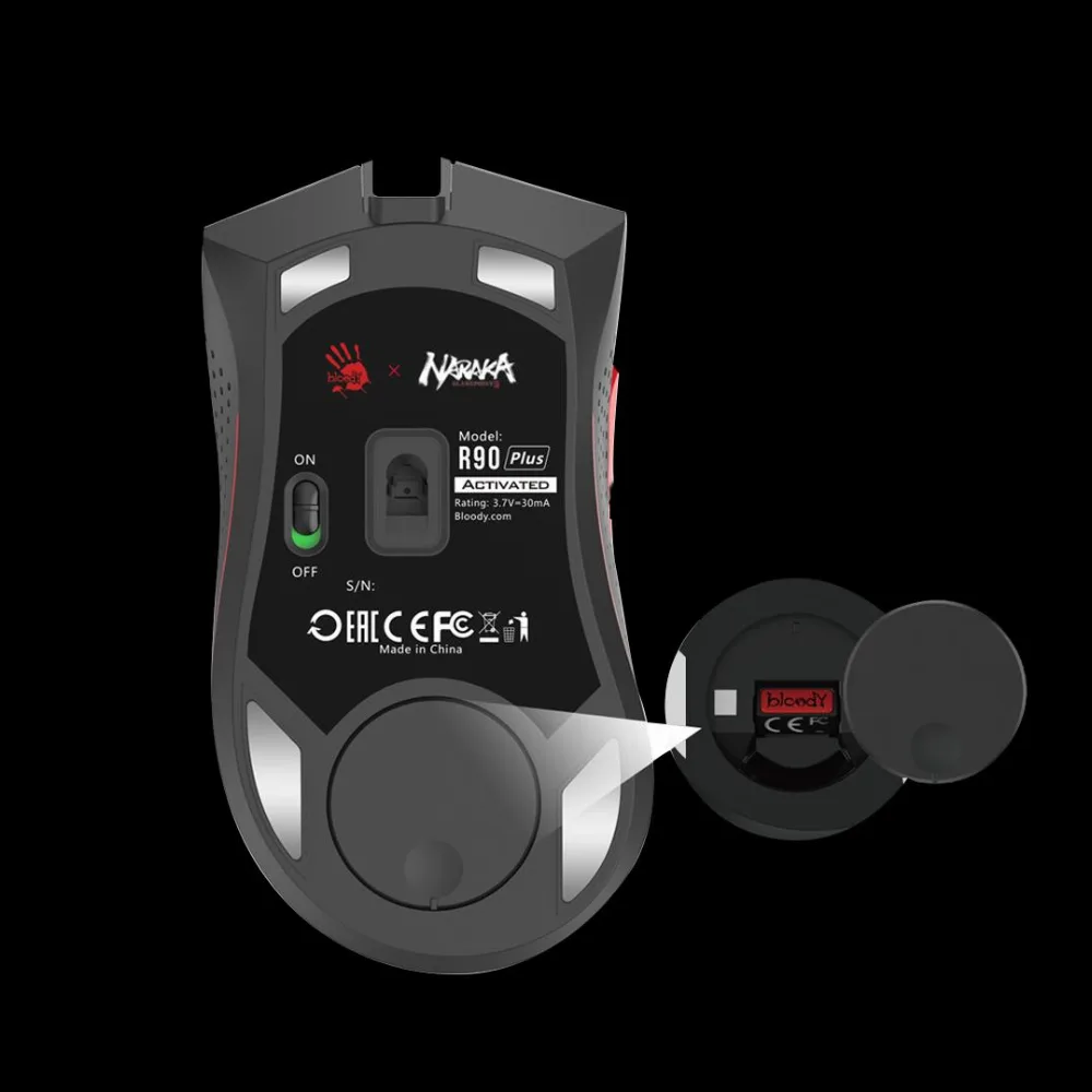 Геймърска Безжична мишка A4tech Bloody R90 Plus Naraka, 2.4 GHz, Black - Image 5