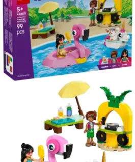 Alternative view of LEGO Friends 42658 building blocks: Pool party with a unicorn and a flamingo