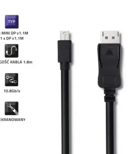 Qoltec Cabel Mini DisplayPort v1.1/ DisplayPort v1.1 | 1080P | 1