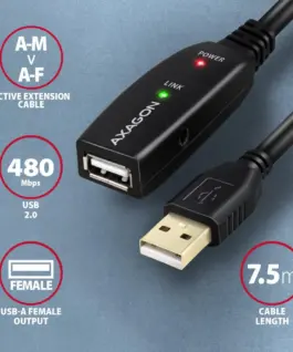 Alternative view of AXAGON ADR-207 USB 2.0 A-M - A-F akt. 7m Кабел