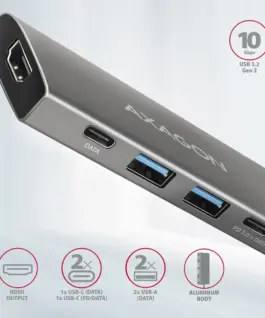 Alternative view of AXAGON HMC-5G21 10Gbps hub 5in 1 HDMI + 2x USB-A/USB-C