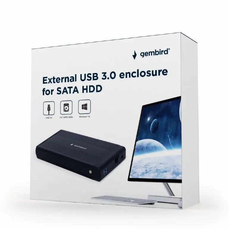Gembird External housing 3.5 USB 3.0 черен - Image 3