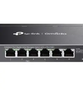 TP-LINK Omada 6-Port GB Easy Managed Switch with 4-Port PoE+ PORT: 4× Gigabit PoE+ Ports 2x Gigabit Non-PoE Ports