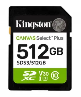 Kingston памет card SD 512GB Canvas Select Plus Gen3 150MB/s
