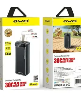 Alternative view of AWEI външна батерия 30000mAh 22,5W PA-12 черен