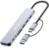Qoltec HUB 8in1 USB C USBUSB C 4xUSB SD TF card Jack