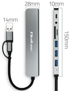 Qoltec HUB 8in1 USB C USB