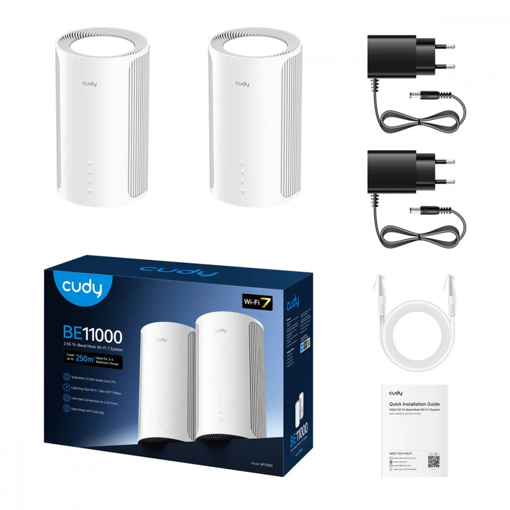 Cudy Router M11000 (2-pack) 2,5G Tri-Band Wi-Fi 7 Mesh Solution - Image 3