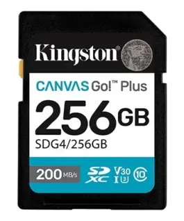 Kingston памет card SD 256GB Canvas Go Plus 200/160 MB/s C10 U3 V30