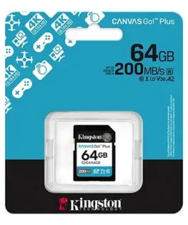 Kingston памет card SD 64GB Canvas Go Plus 200/100 MB/s C10 U3 V30
