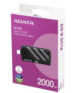 Adata SSD диск External SC735 2TB U3.2C 1000/1000MB/s сив