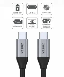 Unitek USBC кабел PD 100W 5Gbps 4K60