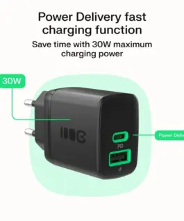 Green Cell USB мрежово зарядно 30W 1xC 1xA черен