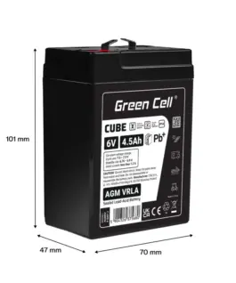 Alternative view of Green Cell Battery AGM VRLA 6V 4,5Ah IP54