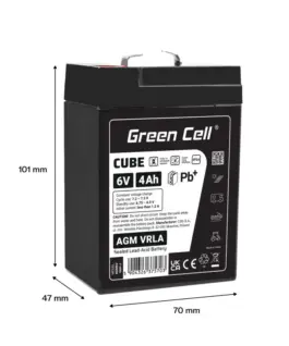Green Cell Battery AGM VRLA 6V 4Ah IP54