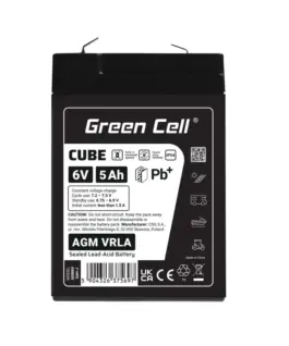 Green Cell Battery AGM VRLA 6V 5Ah IP54