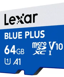 Lexar памет card microSD card 64GB C10 A1 U3 V10 100MB/s син Plus