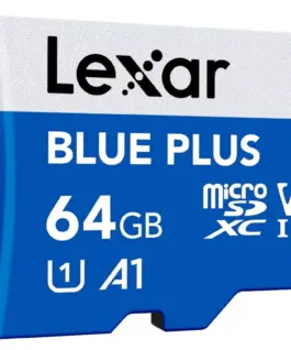 Lexar памет card microSD card 64GB C10 A1 U3 V10 100MB/s син Plus