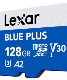 Lexar памет card microSD 128GB C10 A2 U3 V30 170MB/s син Plus