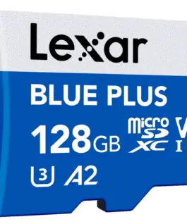 Lexar памет card microSD 128GB C10 A2 U3 V30 170MB/s син Plus