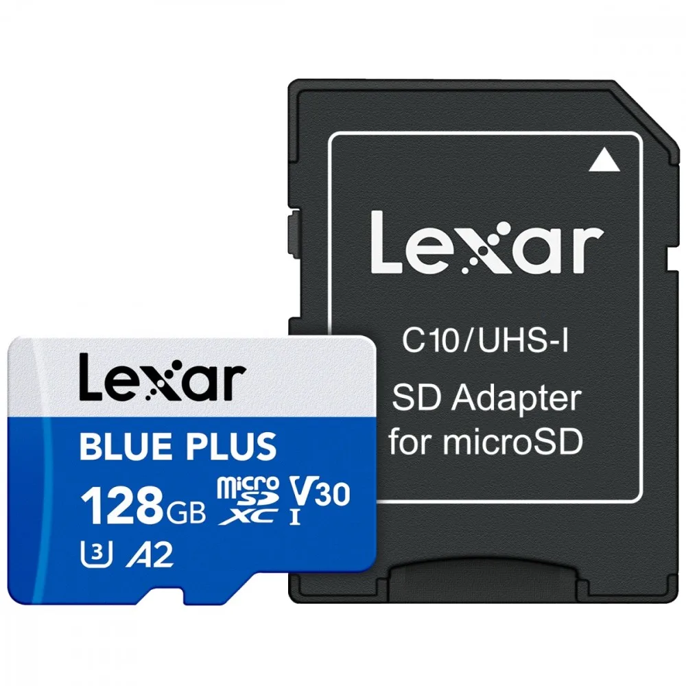 Lexar памет card microSD 128GB C10 A2 U3 V30 170MB/s син Plus