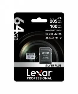 Alternative view of Lexar памет card microSD 64GB C10 A2 U3 V30 205/100MB/s Silver Plus