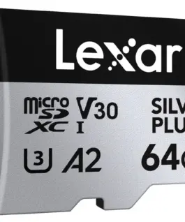 Lexar памет card microSD 64GB C10 A2 U3 V30 205/100MB/s Silver Plus