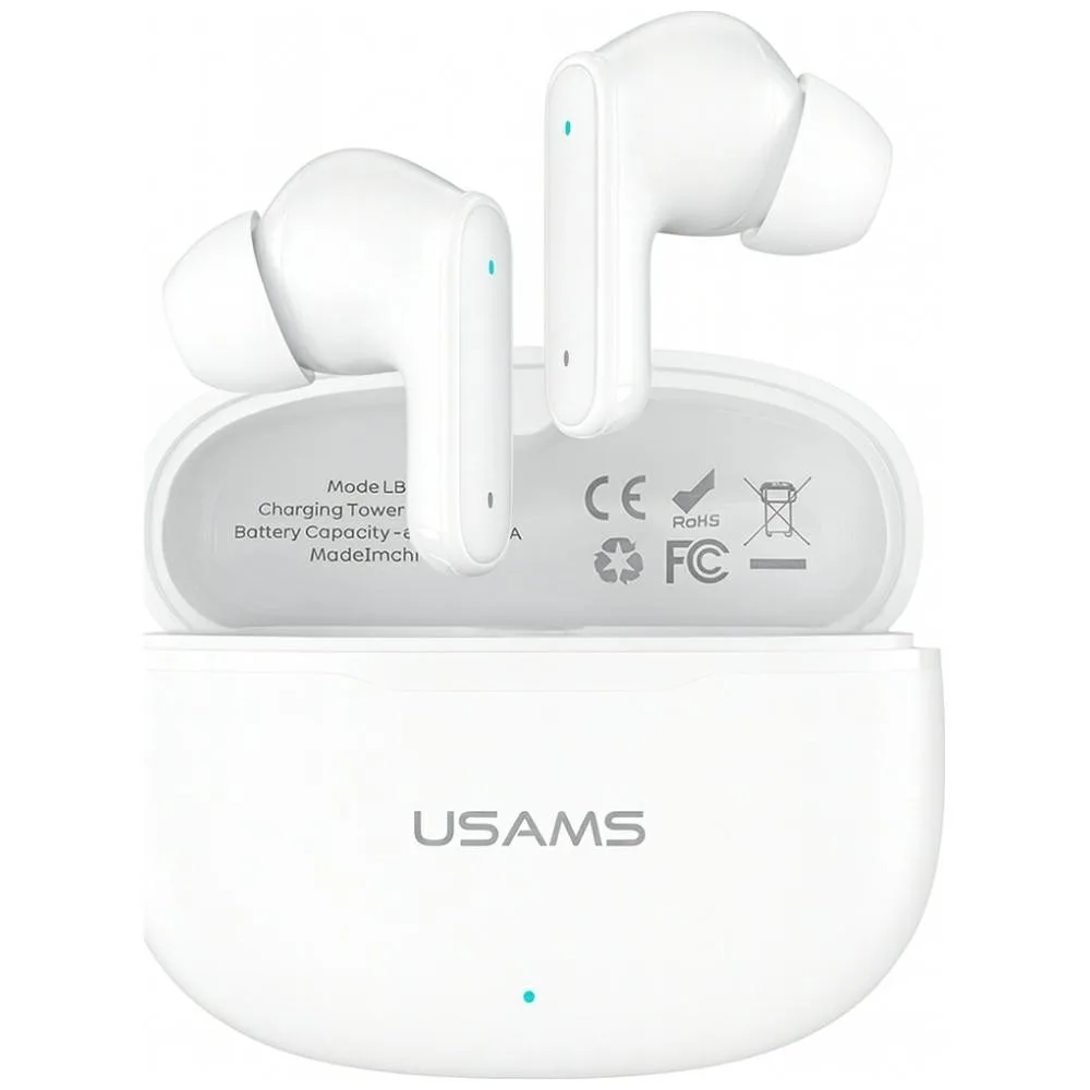 USAMS Bluetooth слушалки 6.0 E05 TWS бял