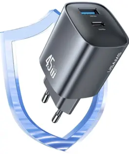 USAMS зарядно T66 45W CC290 GaN Fast charge silver