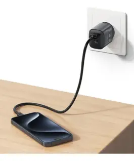 USAMS зарядно T66 45W CC290 GaN Fast charge silver