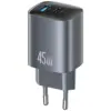 USAMS зарядно T66 45W CC290 GaN Fast charge silver
