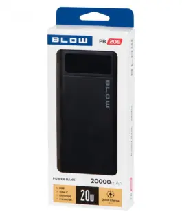 BLOW Blow външна батерия PB20E QC PD 20W 20kmAh LTG черен